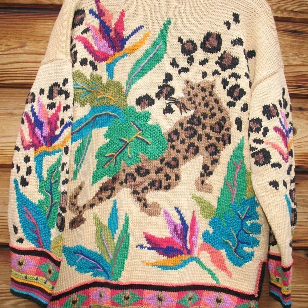 Vintage 90's Hand Knit Berek Pima Cotton Cardigan Sweater - Picture 9 of 12